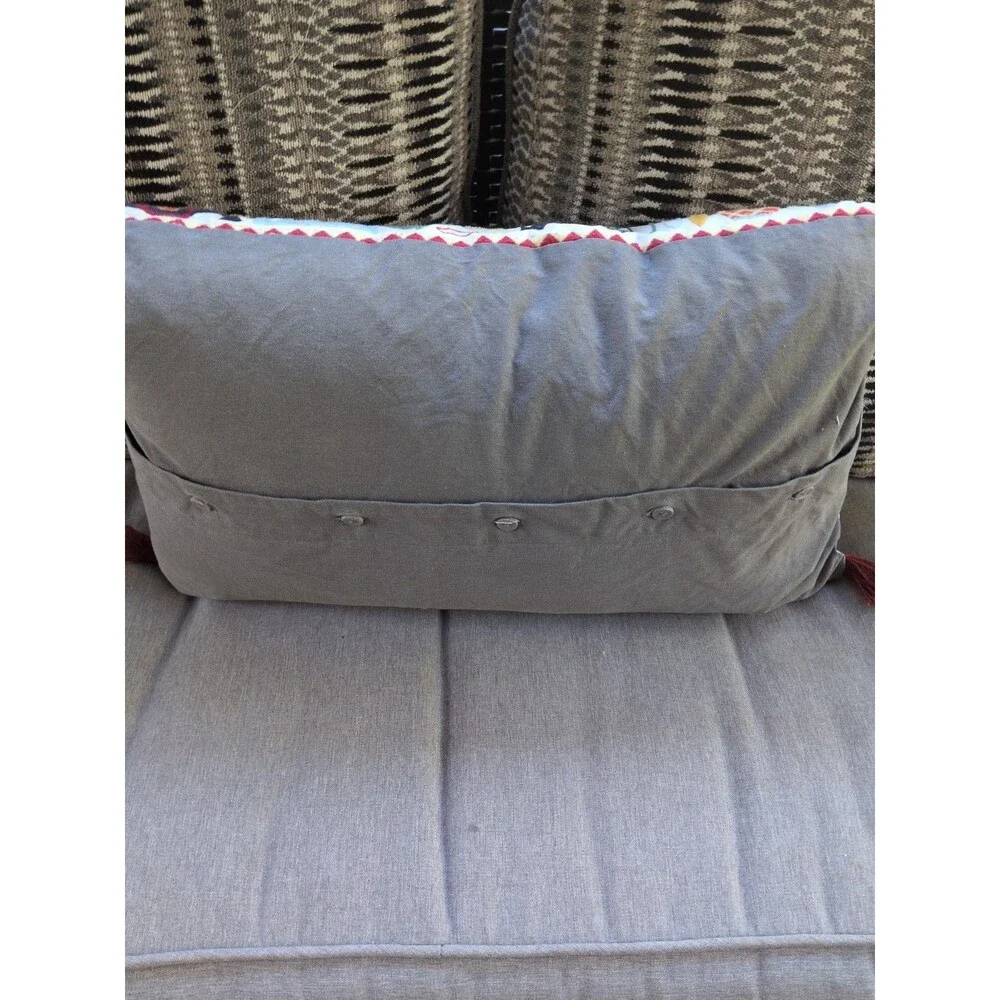 IKEA RODARV 15 X 25 LUMBAR PILLOW SWEDISH Feather/Down EMBROIDERED TASSLES